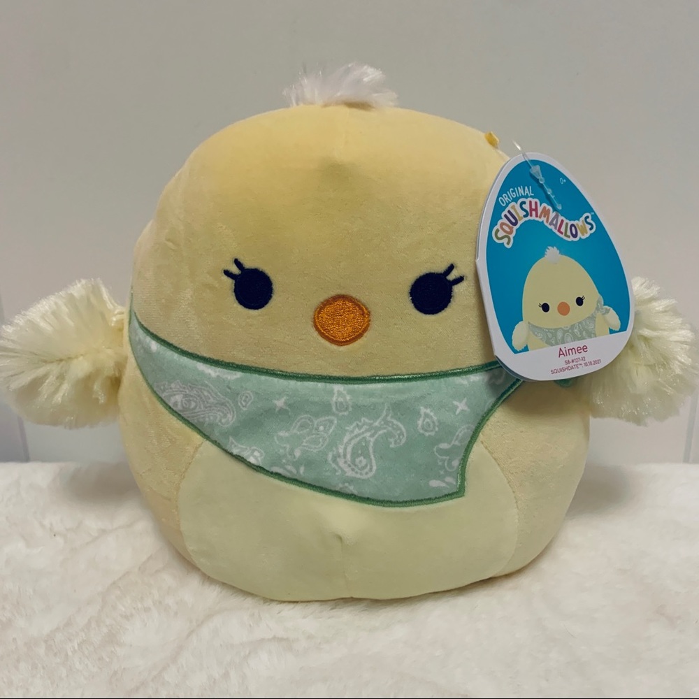 Squishmallow Aimee Chick 🐥, Easter Spring 🌸, Bandana, Furry Wings, 8” New